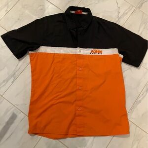 KTM Black and Orange Button-Up collared Shirt. EUC!